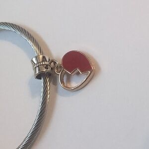 Gold Plated with Red Broken Heart Dangle Charm for Pandora Style Bracelet‎